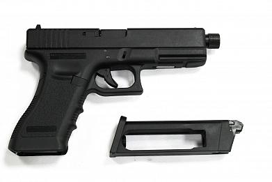 Страйкбольный пистолет KJW GLOCK G18 удлиненный GBB CO2 Black фото, описание