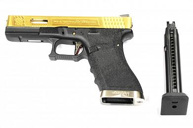 Страйкбольный пистолет WE GLOCK-17 G-Force цвет золота Titanium Version WE-G001WET-TG фото, описание