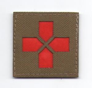 П074 Патч Медицинский крест контурный 5*5см TAN/Красный отражающий фото, описание