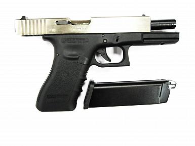 Страйкбольный пистолет WE GLOCK-17 gen3 хром металл слайд GP616-SV WE-G001A-SV фото, описание