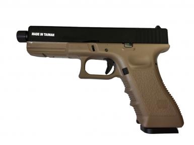 Страйкбольный пистолет KJW GLOCK G17 удлиненный GBB CO2 Tan фото, описание