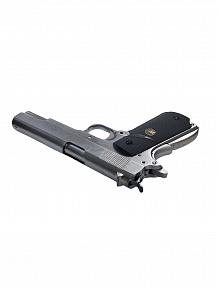 Страйкбольный пистолет WE COLT M1911А1 хромированный черные накладки WE-E006-2 фото, описание