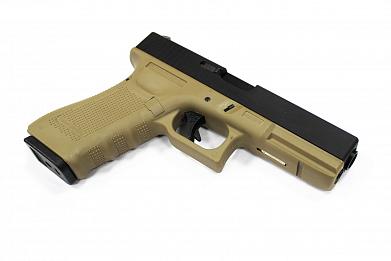 Страйкбольный пистолет WE GLOCK-18 gen4, авт, металл слайд GP617B TAN фото, описание