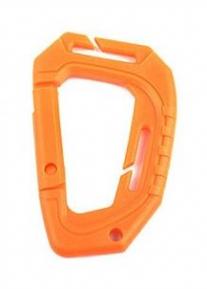 Карабин пластиковый D типа с креплением к МОЛЛЕ оранжевый фото, описание