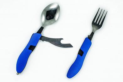Набор ложка, вилка, нож синий фото, описание