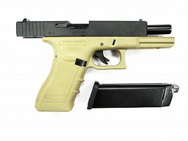 Страйкбольный пистолет WE GLOCK-17 gen3 металл слайд GP616-TAN WE-G001A-TAN фото, описание