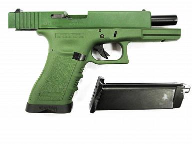 Страйкбольный пистолет WE GLOCK-18 ranger green, авт, GP631-GR фото, описание