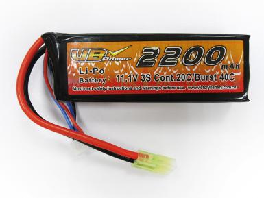 Аккумулятор VBPower LiPo 11,1V 2200mah 20C/40C mTamiya 100*35*22мм фото, описание