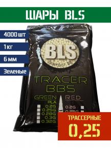 Шары BLS 6мм 0,25гр трассер зеленый 4000шт 1KG-TR25G фото, описание