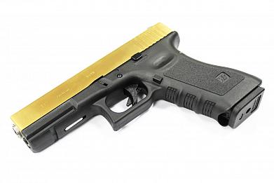 Страйкбольный пистолет WE GLOCK-17 gen.3 цвет золота Titanium Version WE-G001A-TG фото, описание