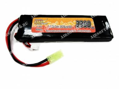 Аккумулятор VBPower LiPo 7,4V 3300mah 140х50х8мм фото, описание