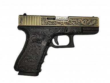 Страйкбольный пистолет WE GLOCK-19 gen3, металл слайд, цвет бронза GP619A-BR WE-G003BOX-BR фото, описание