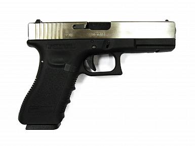 Страйкбольный пистолет WE GLOCK-17 gen3 хром металл слайд GP616-SV WE-G001A-SV фото, описание