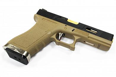 Страйкбольный пистолет WE GLOCK-17 G-Force Tan Titanium Version WE-G001WET-6 фото, описание