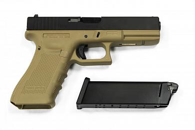 Страйкбольный пистолет WE GLOCK-18 gen4, авт, металл слайд GP617B TAN фото, описание