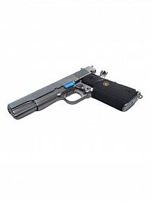 Страйкбольный пистолет WE COLT M1911А1 хромированный черные накладки WE-E006-2 фото, описание