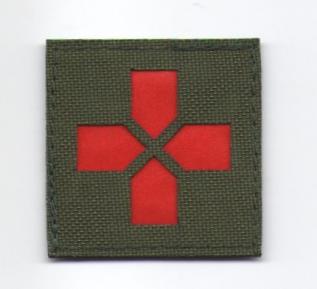 П072 Патч Медицинский крест контурный 5*5см Olive/Красный отражающий фото, описание