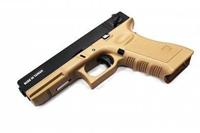 Страйкбольный пистолет KJW GLOCK G18 GBB Tan фото, описание