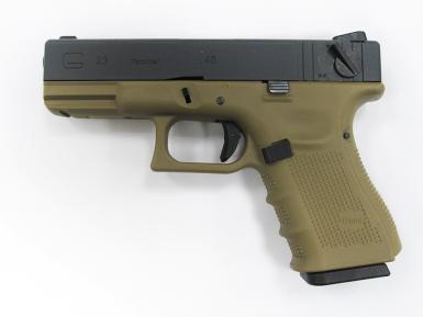 Страйкбольный пистолет WE GLOCK-23 gen4, металл слайд, GP620B TAN фото, описание