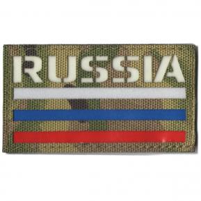 П035 Патч Флаг России RUSSIA 5*9см MC/3х цветный Светящийся фото, описание