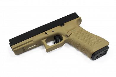 Страйкбольный пистолет WE GLOCK-17 gen4 металл слайд GP616-B-TAN WE-G001B-TAN фото, описание