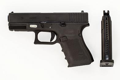 Страйкбольный пистолет WE GLOCK-19 gen4, металл слайд, WE-G003B-BK фото, описание