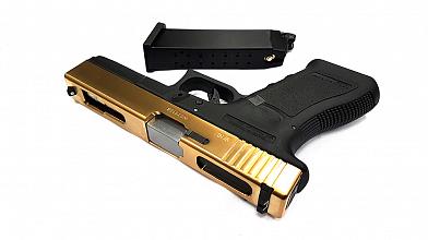 Страйкбольный пистолет WE GLOCK-18 gen.3 цвет золота Titanium Version WE-G002-TG-G18A фото, описание