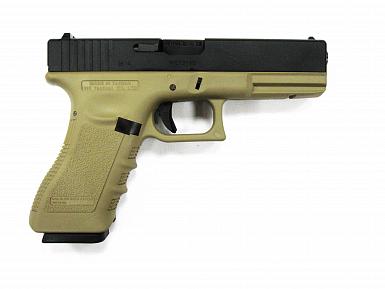 Страйкбольный пистолет WE GLOCK-17 gen3 металл слайд GP616-TAN WE-G001A-TAN фото, описание