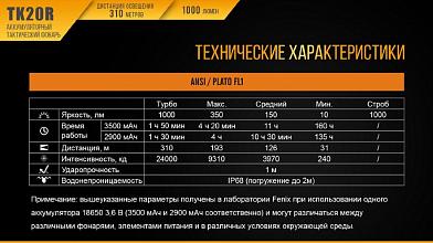 Фонарь Fenix TK20R XP-L HI V3 1000люм фото, описание