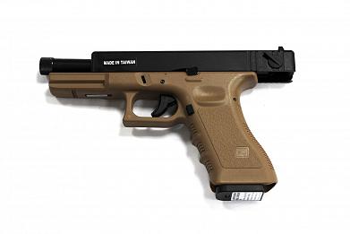 Страйкбольный пистолет KJW GLOCK G18 удлиненный GBB CO2 Tan фото, описание