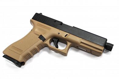 Страйкбольный пистолет KJW GLOCK G18 удлиненный GBB CO2 Tan фото, описание