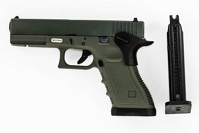 Страйкбольный пистолет WE GLOCK-17 ranger green GP630-GR фото, описание