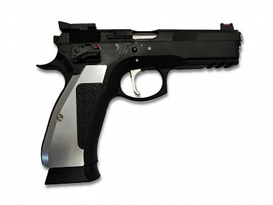 Страйкбольный пистолет KJW CZ75 SP-01 SHADOW ACCU GBB черный SP-01 ACCU.GAS фото, описание