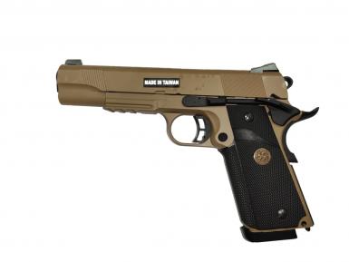 Страйкбольный пистолет KJW COLT 1911A1 MEU KP-07 GBB Green Gas TAN KP-07.GAS-TAN фото, описание